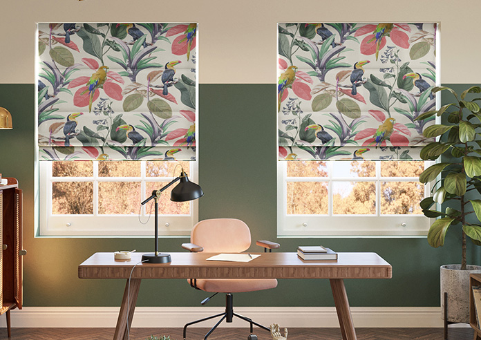 Parakeet Faux Silk, Fruit Punch - Motorised Roman Blind - Image 3
